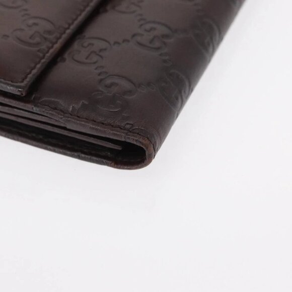 GUCCI GG Canvas Guccissima Long Wallet Leather Brown Gold - Picture 7 of 16